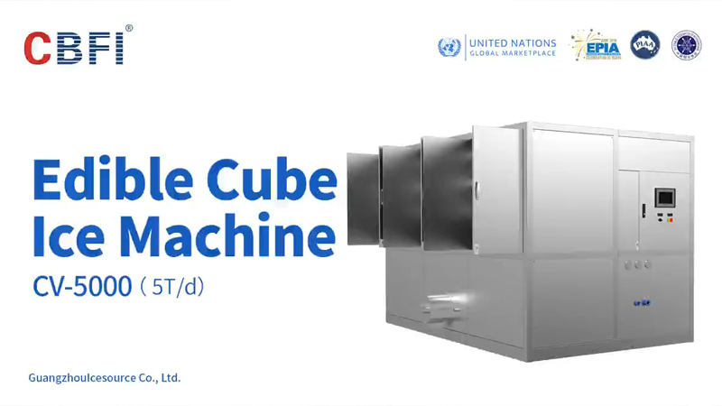 Видео отладки льдогенератора кубикового льда производительностью 5 тонн (CV5000)