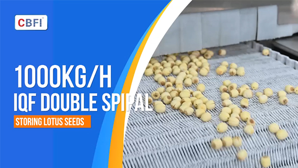 Двойная спиральная камера шоковой заморозки для семян лотоса, производительностью 1 т/ч
