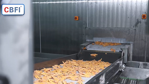 Двойная спиральная камера шоковой заморозки для куриных лап, производительностью 1 т/ч